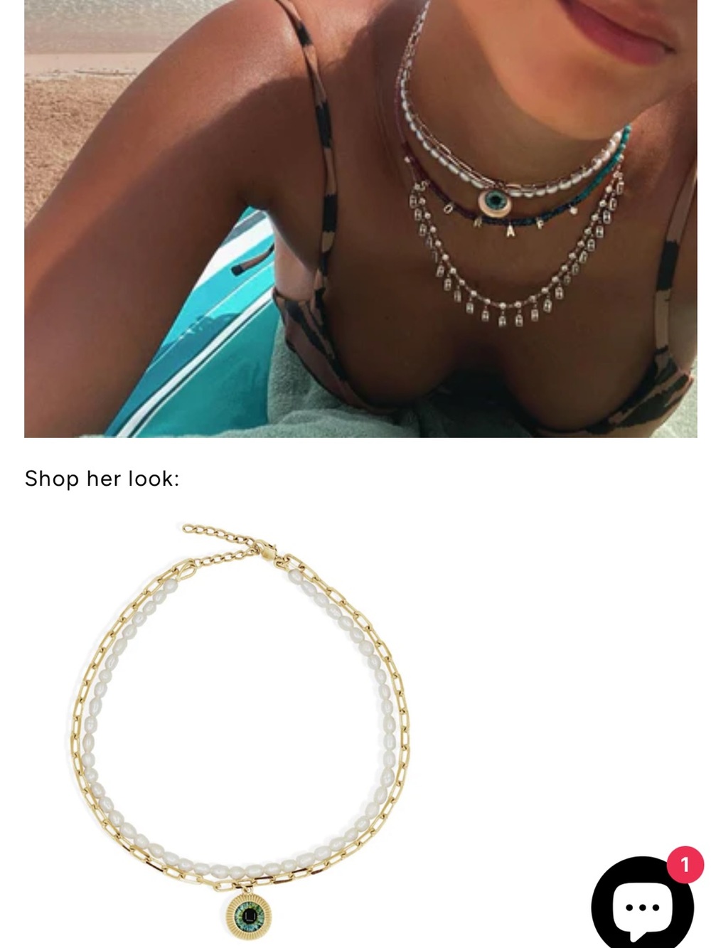 By Alona - Soraya Evil Eye Necklace Pearl and Gold